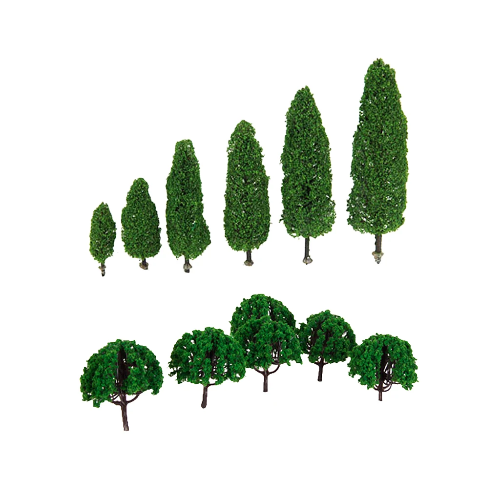 

26pcs Painted Green Trees Models Railway Scenery Train Model 1:100 Scale