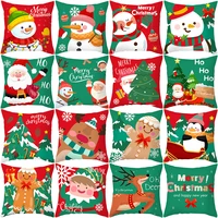 snowman santa claus cushion cover polyester cartoon christmas penguin pillow case sofa decor xmas tree red green pillow covers