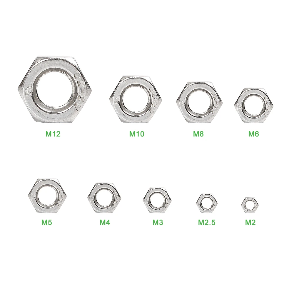 DA-ONE 335pcs Deluxe Hex Hexagon Nuts Assortment Kit M2 M2.5 M3 M4 M5 M6 M8 M10 M12 Stainless Steel Metric Nut Set | Обустройство
