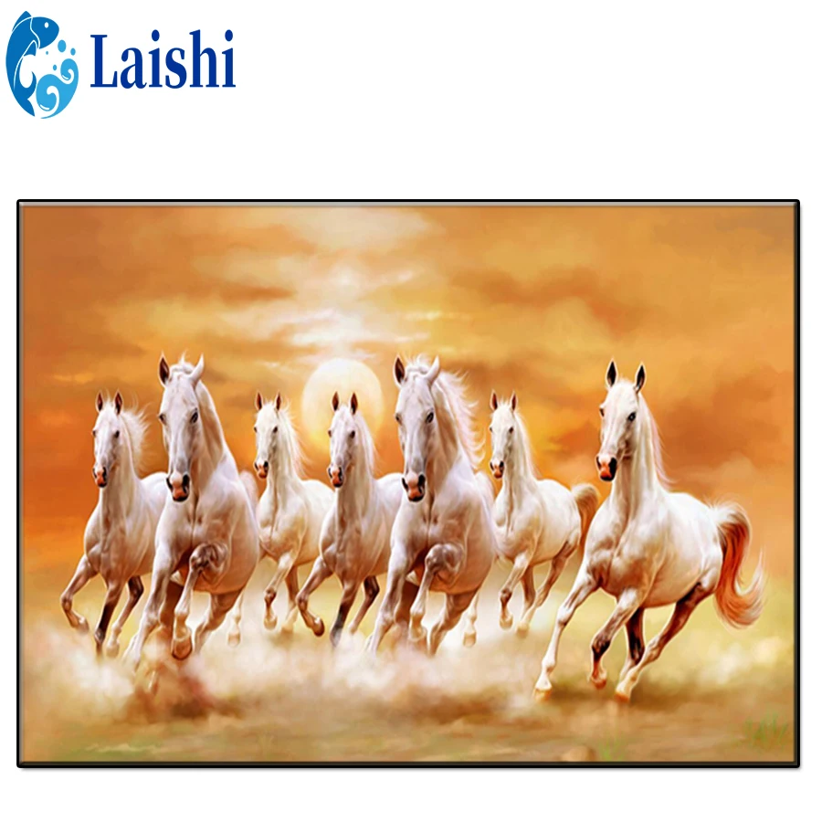 

5D DIY Sunset, white horse running Diamond Painting Full Square/Round Drill Diamond Embroidery Rhinestone Mosaic Home Decor