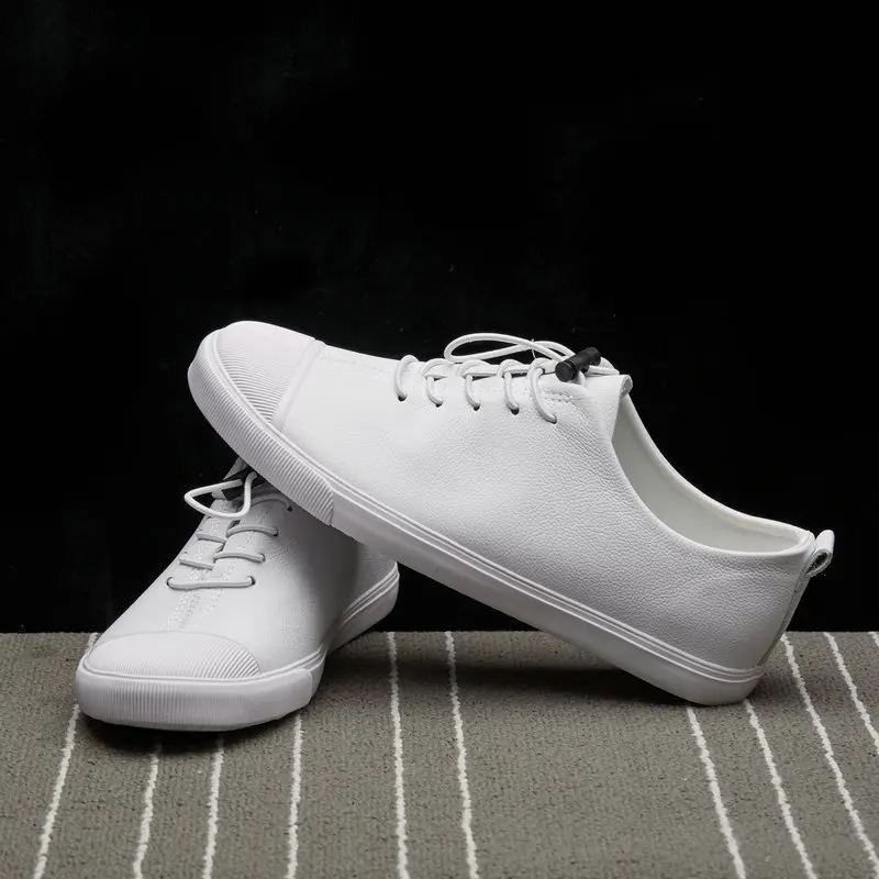 Кроссовки мужские из ПУ кожи модная повседневная обувь эластичная лента