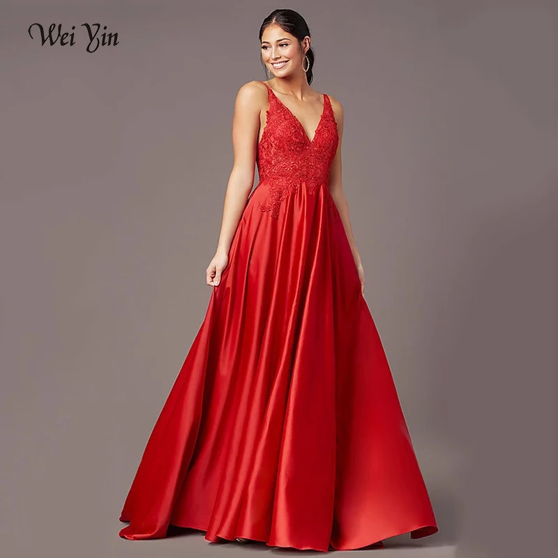 

Weiyin AE0525 Длинные Выпускные платья 2021 А-силуэта с v-образным вырезом, с аппликацией, Формальные платья, элегантные вечерние платья, Robe De Soiree