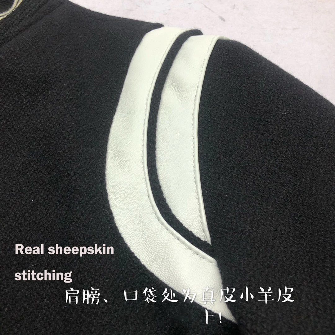 

NIGO SLP Teddy Jacket Coat Real Sheepskin Stitching Baseball Uniform #nigo691C