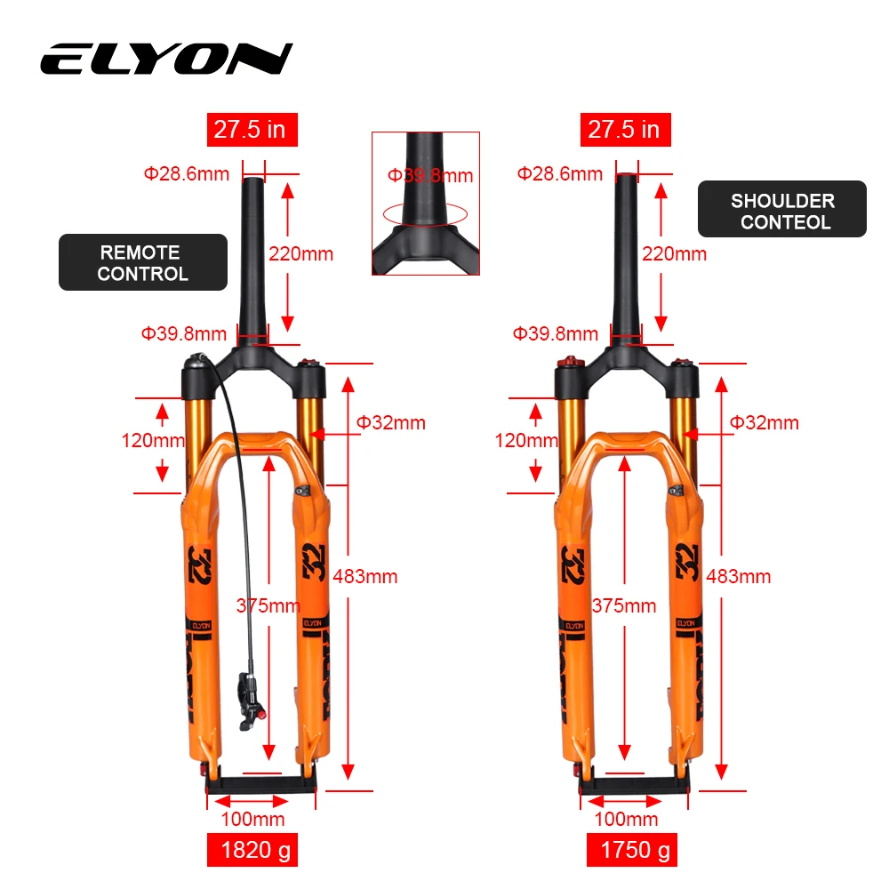 ELYON вилка для горного велосипеда 26/27 5/29 дюймов 120 мм дорожная коническая трубка