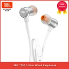 Проводные наушники JBL T290 3,5 мм, Спортивная стереогарнитура TUNE 290 с чистыми басами для музыки, 1-кнопочный пульт дистанционного управления, гарнитура с микрофоном