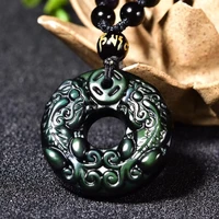 natural color obsidian pixiu pendant necklace chinese fashion charm jewelry hand carved amulet accessories men women lucky gifts