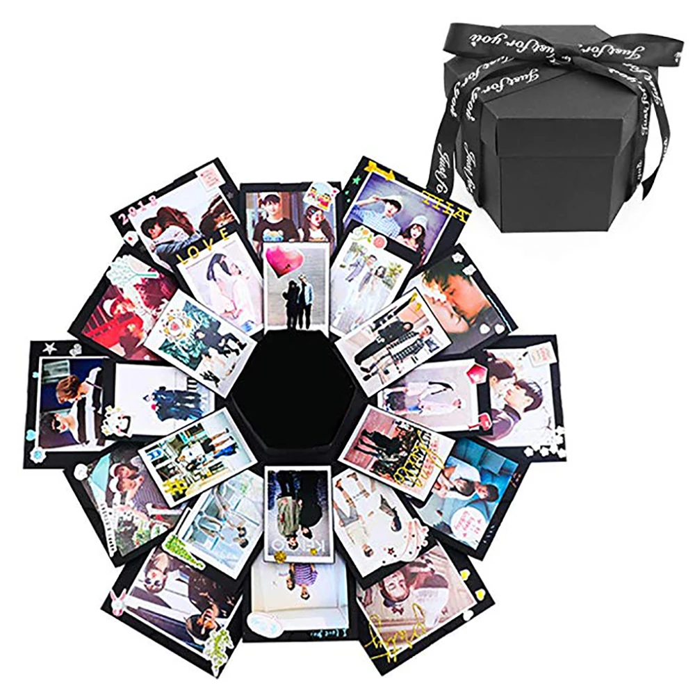 Hexagon 5 Layer 12 Sided Explosion Gift Box DIY Photo Album Surprise Exploding box Birthday for Girlfriend Boyfriend | Дом и сад