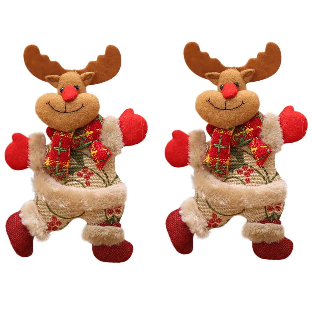 2PCS B Рождественские украшения, подарок, Санта Клаус, снеговик, дерево, игрушка, кукла, висят, рождественские украшения для дома, декоративные украшения, праздничные подарки - Цвет: 2PCS B