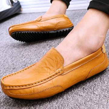 

Genuine Leather Casual Shoes Men High Quality 2020 Mens Loafers Moccasins Breathable Slip on Black Driving Shoes Plus Size 37-47