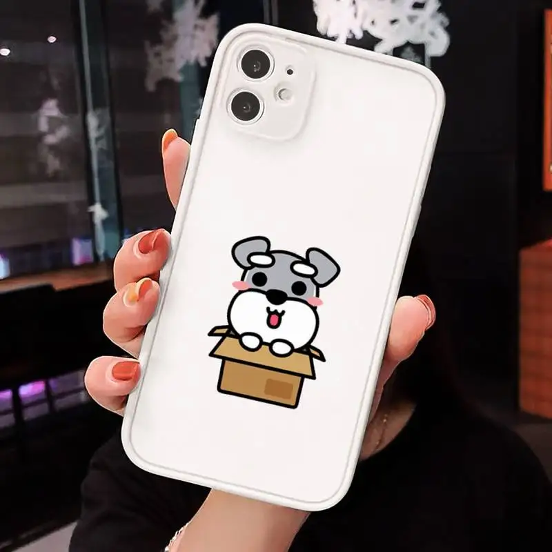 

Cartoon schnauzer dog Phone Cases Matte Transparent for iPhone 7 8 11 12 s mini pro X XS XR MAX Plus cover funda