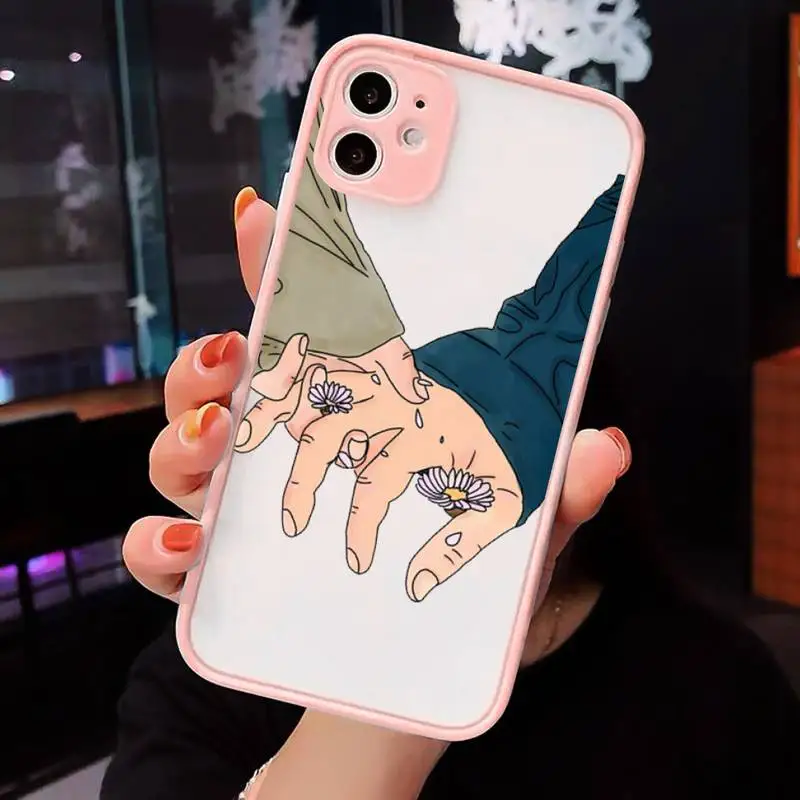 

Finger Art Aesthetic Hand fashion Phone Cases Matte Transparent for iPhone 7 8 11 12 s mini pro X XS XR MAX Plus cover funda