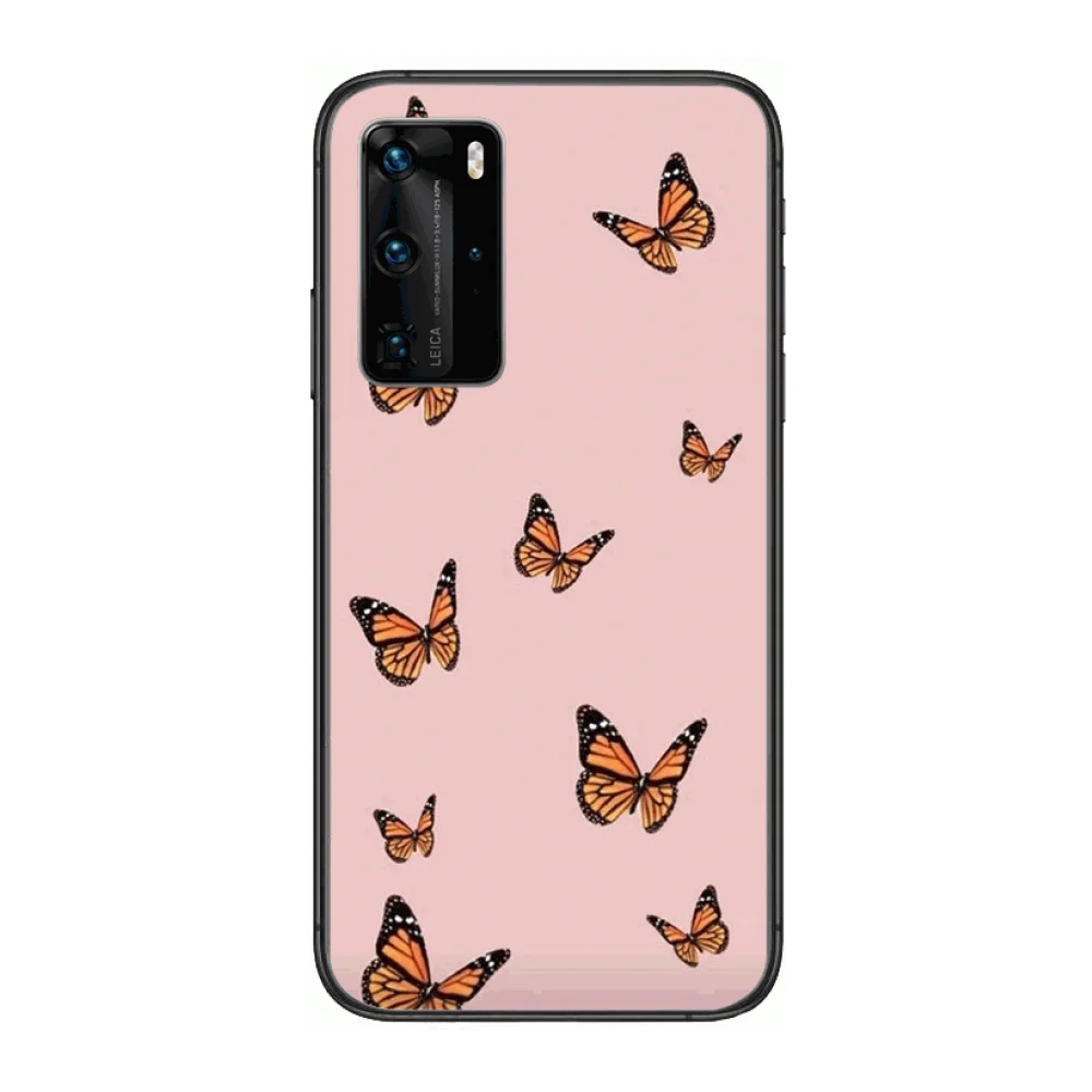 

Butterfly Shockproof Phone Case For Huawei P 40 30 20 10 Lite Smart Z Pro Black Etui Coque Painting Hoesjes comic fashion
