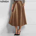2022 VONDA летние юбки, однотонные юбки с высокой талией, богемная уличная одежда, Женская юбка для вечеривечерние S-