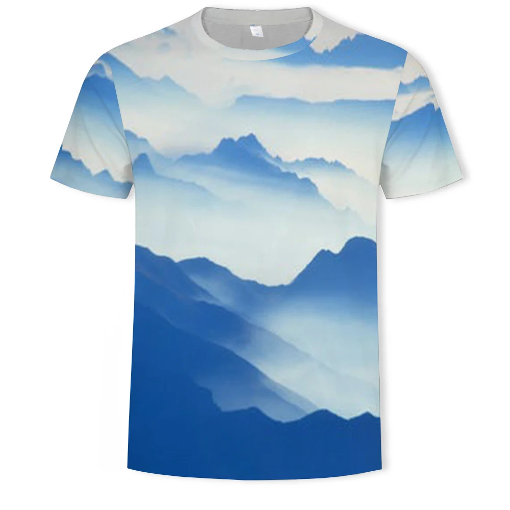 

Hot selling casual landscape boy girl t-shirt 3d printing oversized t-shirt round neck sweatshirt outdoor top fashion shirt