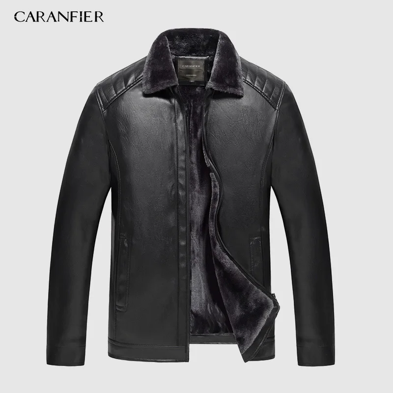 034 CARANFIER, новинка, зимняя мотоциклетная мужская кожаная куртка, Мужская ветровка, Куртки из искусственной кожи, мужская верхняя одежда, теплая бейсбольная куртка из искусственной кожи, Размер 4XL - Color: 034
