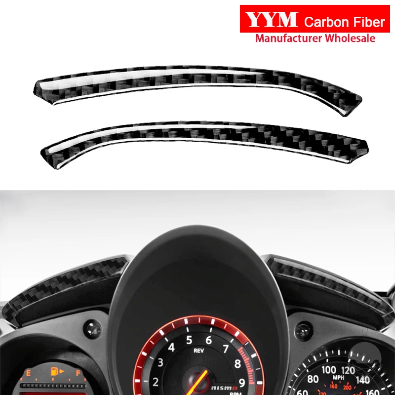 

2 Pieces Speed Dashboard Cover Trim Strip Stickers For NISSAN 370Z Z34 2009+ Real Carbon Fiber Car Interior Styling Accessories