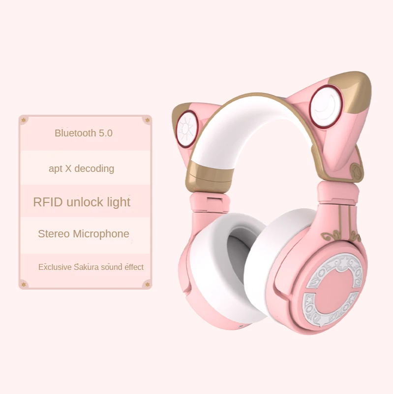 저렴한 고양이 귀 헤드폰 헤드 장착 소음 감소 블루투스 무선 이어 마이크 헤드폰 귀여운 소녀