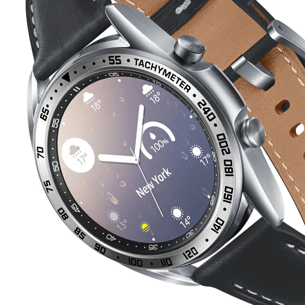 stainless steel smartwatch cover for samsung galaxy watch 3 45mm 41mm dial bezel ring adhesive antiscratch protection metal case free global shipping