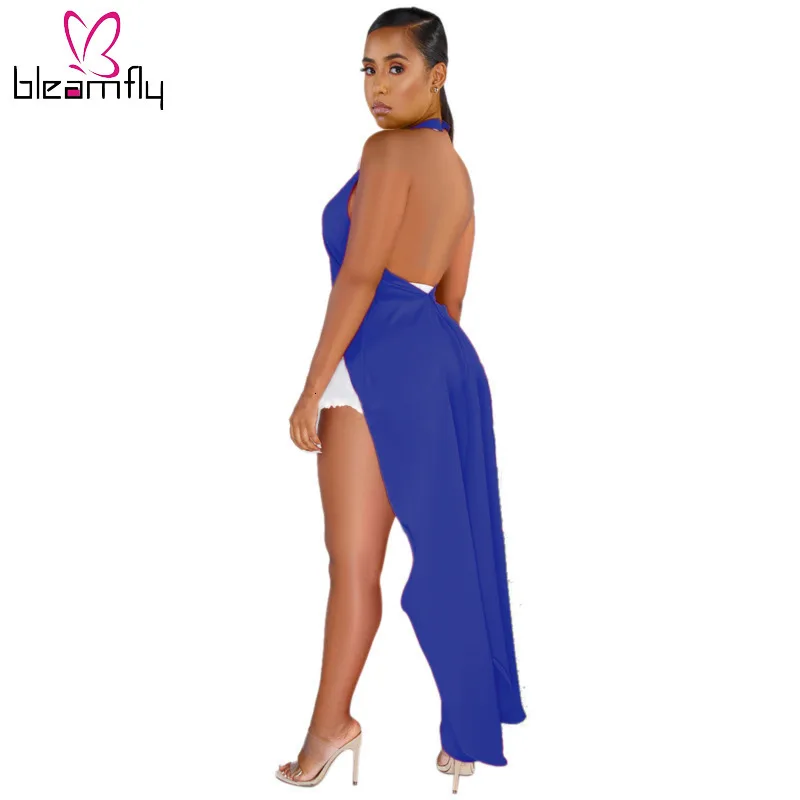 2019 Новое Женское необычное шифоновое платье без рукавов с открытой спиной