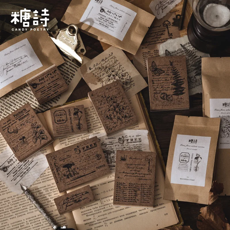 

Kawaii Cute Letter Plants Flower Stamps For Scrapbooking Wooden Rubber Seal Card Stationery School Supplies n1208