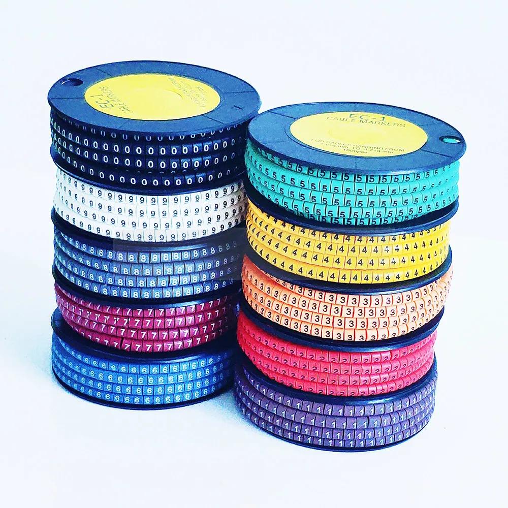 

10 rolls for mix number mix color 0-9 each roll 1000pcs Free shipping EC-0 Cable Wire MarkerPVC Cable Marker Size 1.5sqmm