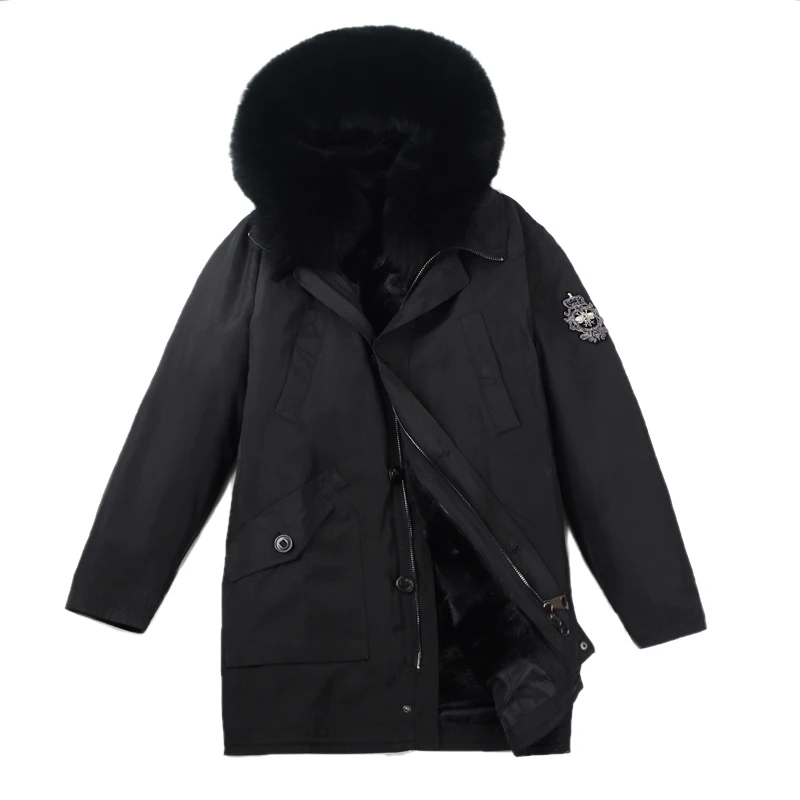 JKP Winter Party Overcome Men's Long Sized Mink Fur Liner Leather Coat Jacket | Мужская одежда