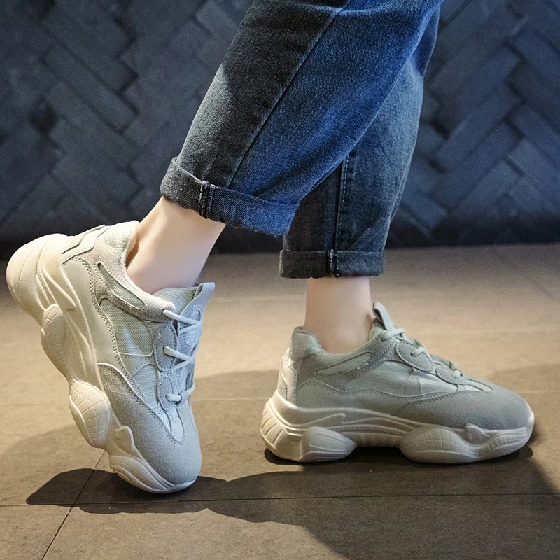 Обувь для папы дышащие женские кроссовки на массивном каблуке Новинка 2019 года