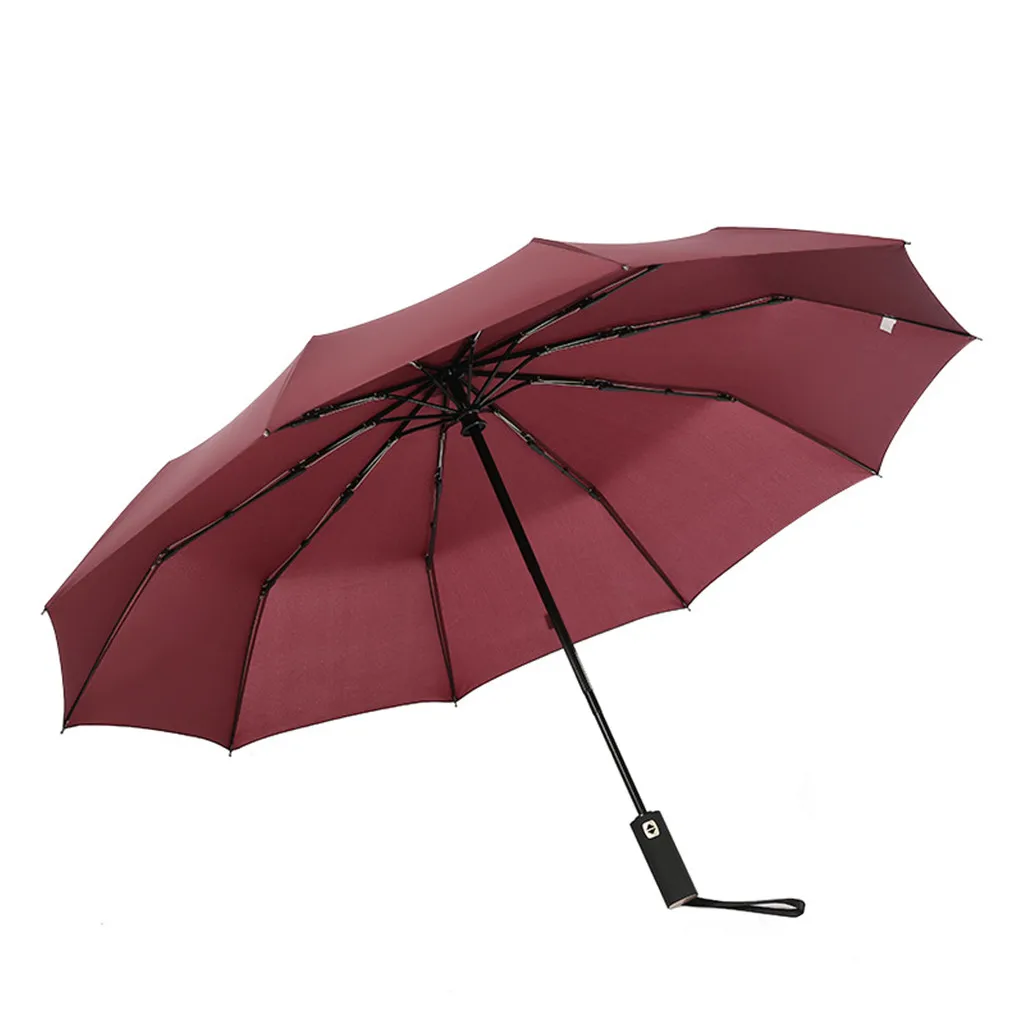 Черный Автоматический складной деловой Зонт с золотой ручкой зонт тройного