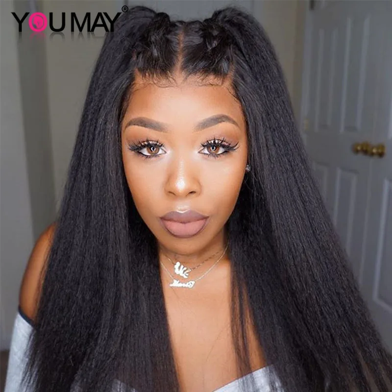 Glueless Full Lace Wigs Human Hair Italian Yaki Human Hair Wigs For Women Transparent Fake Scalp Short Bob You May 30 Inch Hair