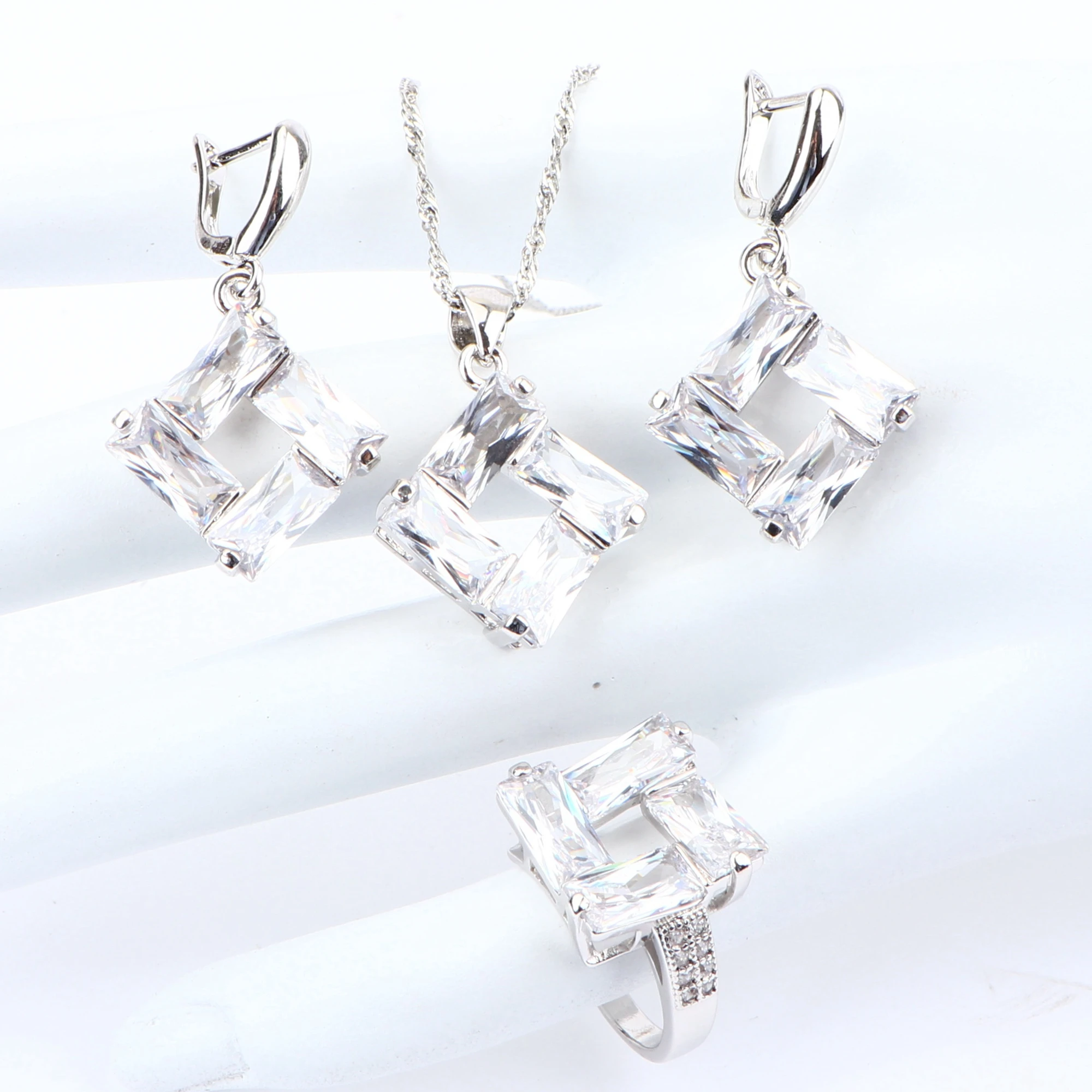 Женские свадебные ювелирные наборы из стерлингового серебра 925 пробы с белым