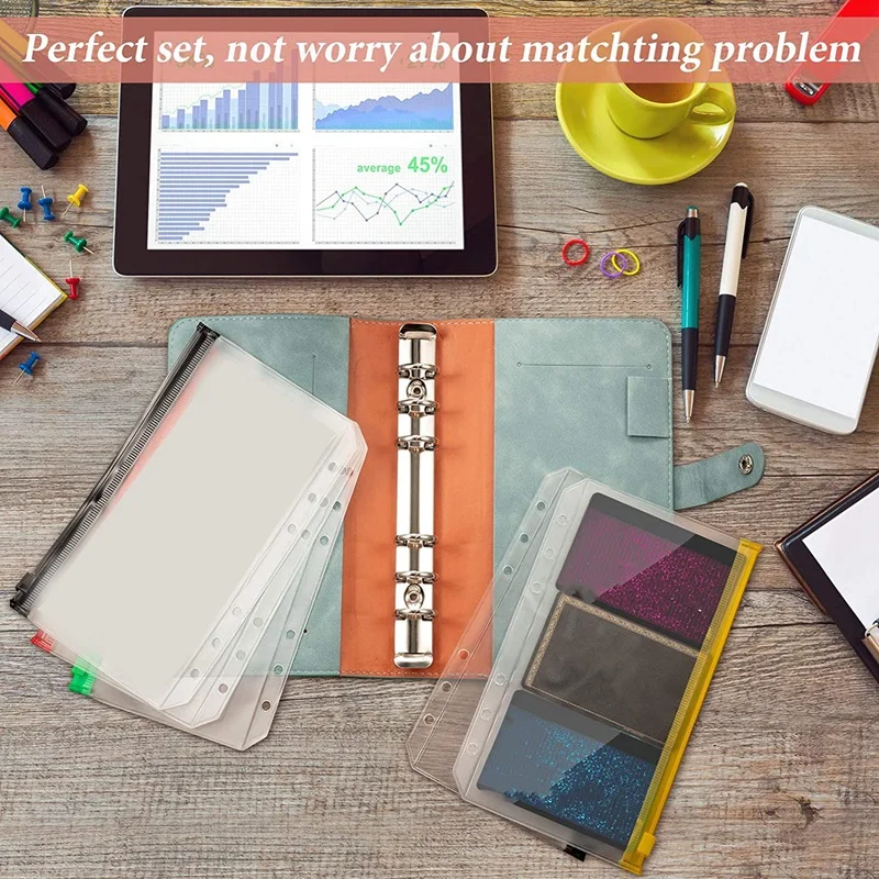 

3Pcs A6 PU Leather Notebook Binders with Pockets 6 Round Binder Cover Binders Personal Notepad Binders Suitable for Home