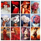 Алмазная живопись красивая женщина в красном платье с красной шляпой наборы алмазной вышивки мозаика вышивка крестиком 5D Diy домашний декор