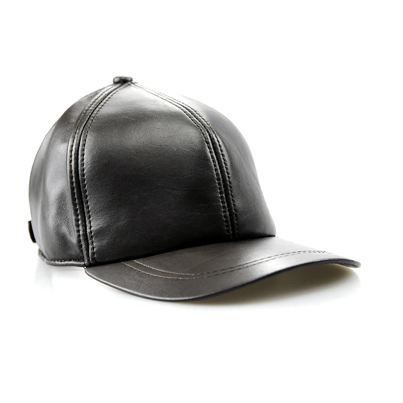 Spring genuine leather man's baseball cap hat men's real adjustable trucker driving black snapback hats caps B14 | Аксессуары