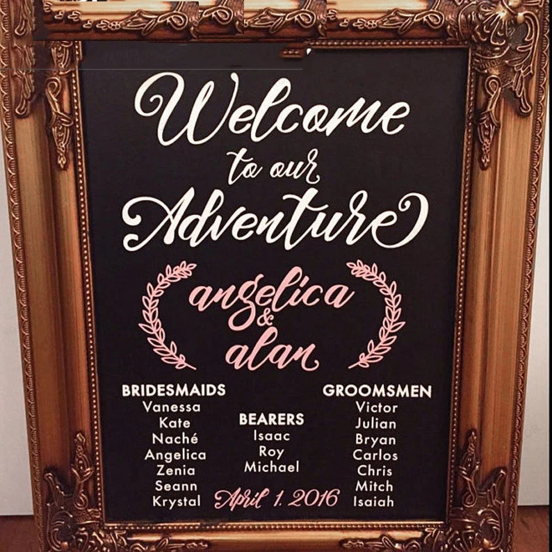 Wedding Bridal Program List decor Welcome Sign Decal Custom name sticker vinyl art poster JH35 | Дом и сад