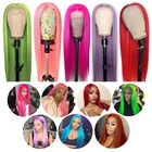 Цветные парики из натуральных волос на фронтальной сетке розовые серые синие зеленые фиолетовые оранжевые Желтые красные HD прозрачные предварительно выщипанные парики на сетке al Remy