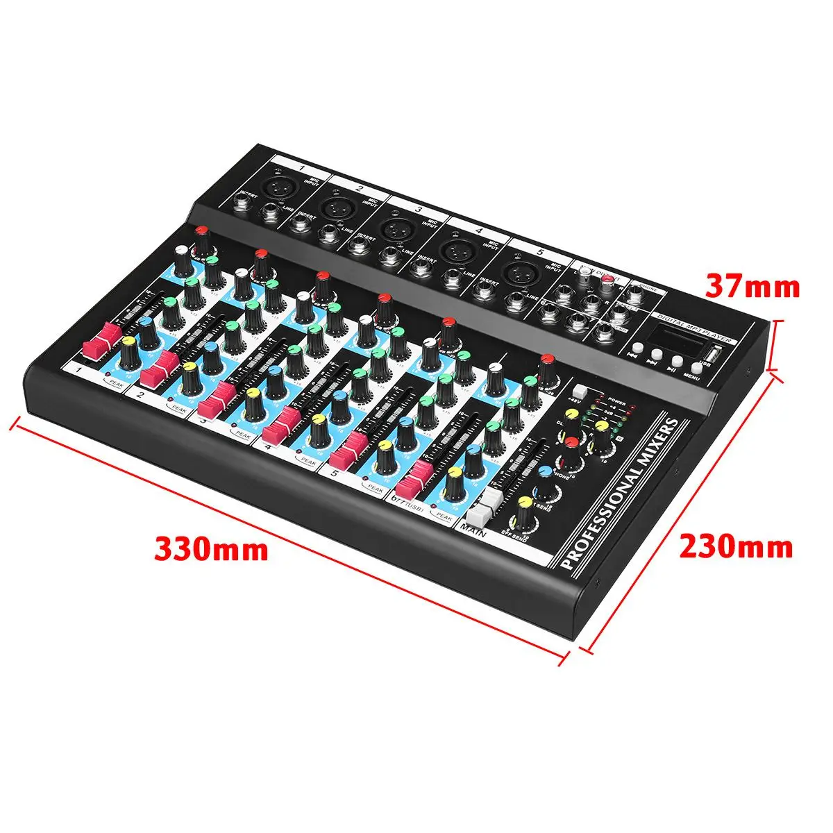 7 канальный Миксер для караоке цифровой с USB bluetooth Live Studio микшерная консоль