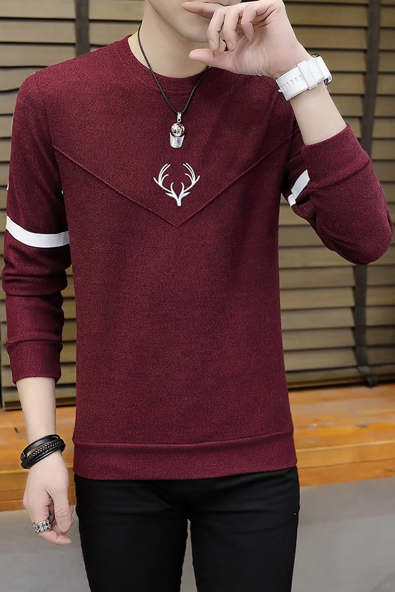 

2021spring and autumn new pullover sweater male Korean youth round neck long-sleeved bottoming shirt sweater sweater men's shirt