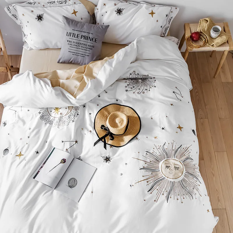 Комплект постельного белья из 4 предметов египетского хлопка и сатина | Дом сад