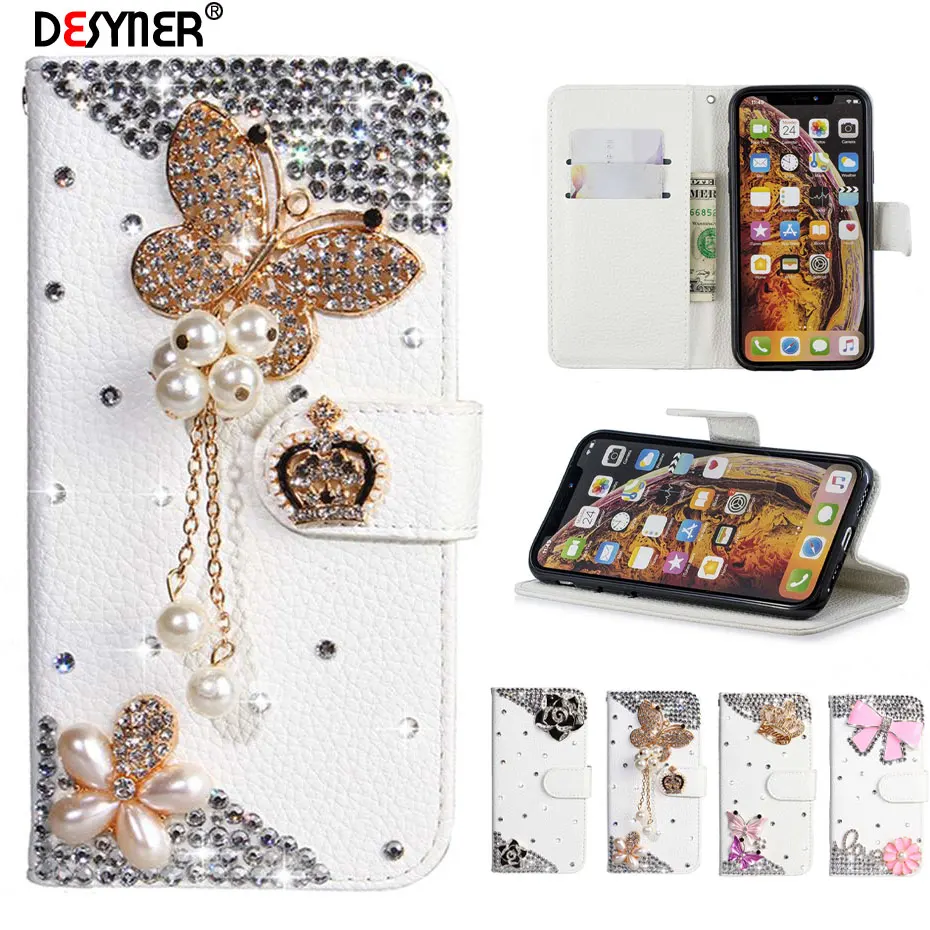 Стразы шикарные бриллианты Флип кожаный чехол для iPhone 5 5S 6 6S 7 8 X XS XR XS Max 11 Pro Max чехол для телефона Capa