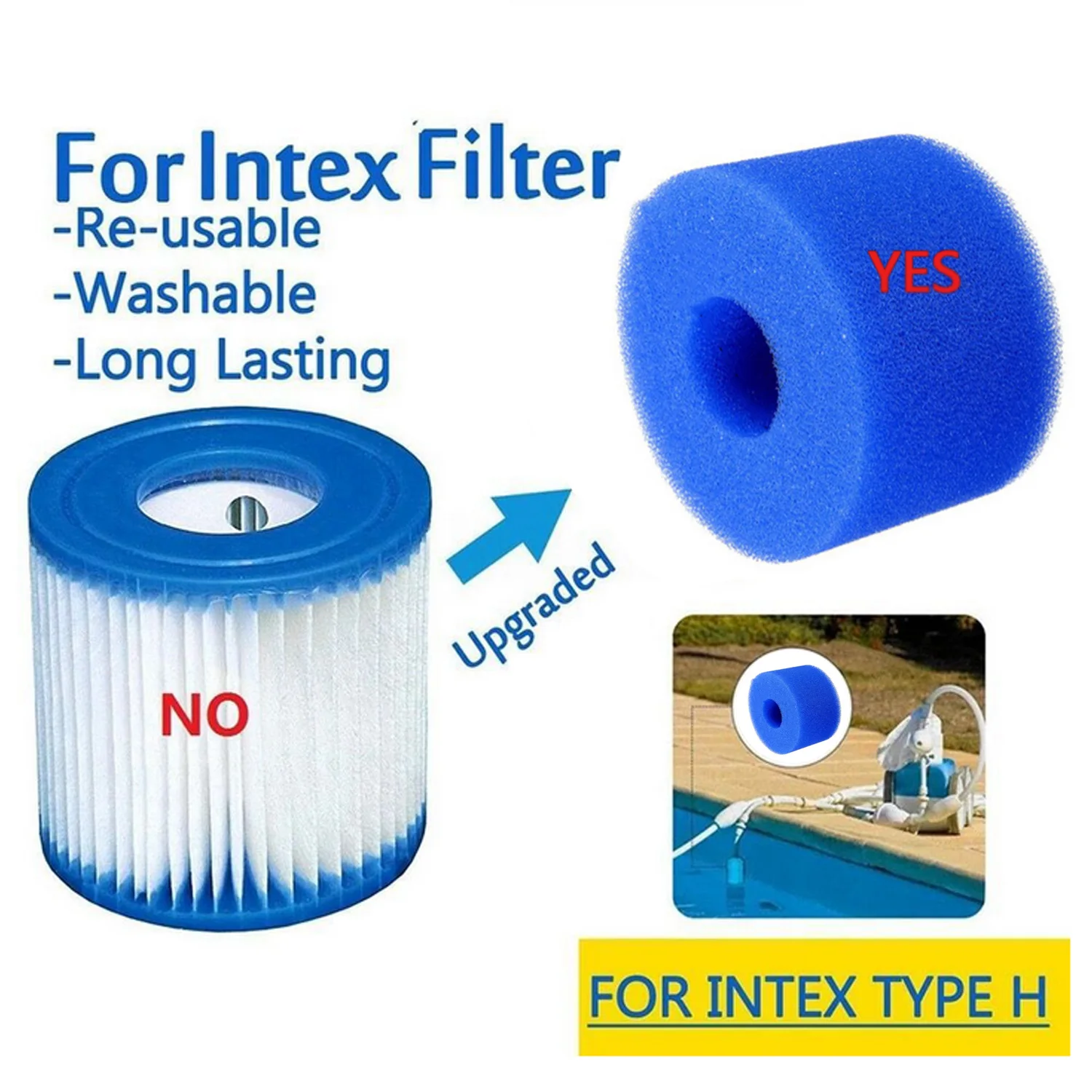2 шт. многоразовый моющийся фильтр для бассейна из губчатого материала картридж