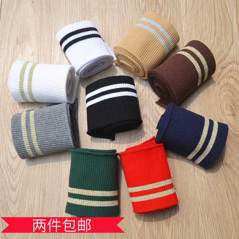 8.5CM wide single layer coarse rib knit striped cotton thread dress colla cuffs hem | Дом и сад