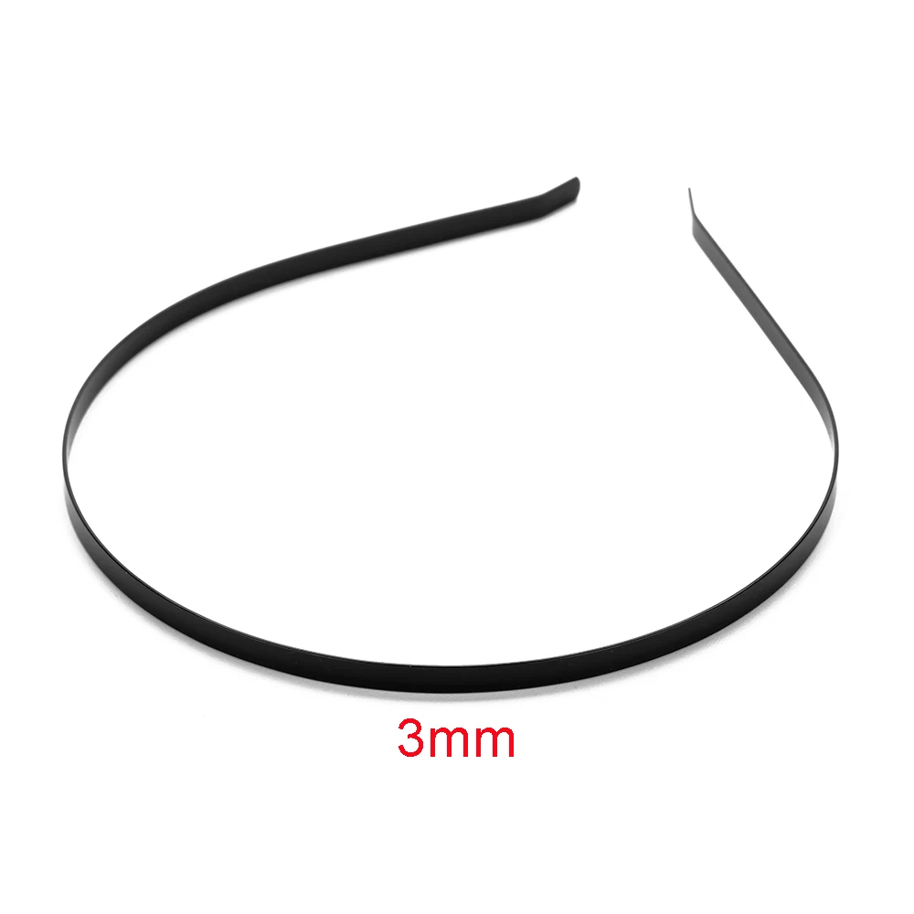 3mm black 10 шт./лот 3/5/6 мм Нержавеющая сталь тускловатый серебряный/черный, однотонная обувь на плоской подошве повязка на голову, повязка на голову, DIY украшения для волос аксессуары для рукоделия - Окраска металла: 3mm black