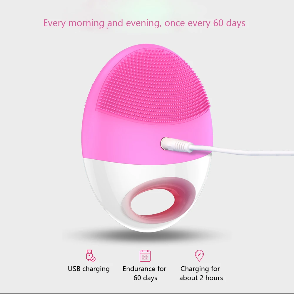 Top Quality USB Facial Cleansing Brush Sonic Vibration Mini Face Cleaner Silicone Deep Pore Cleaning Electric Waterproof Massage |