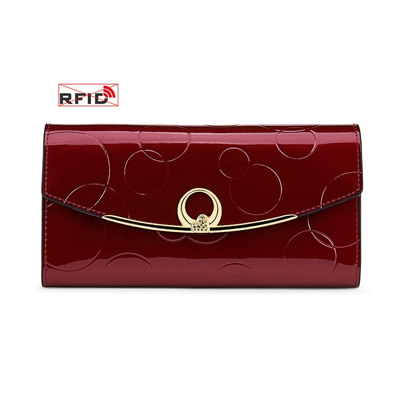 

Брендовый роскошный клатч из лакированной кожи, Дамский кошелек для мелочи, кредитница, дизайнерский длинный бумажник из натуральной лакир...