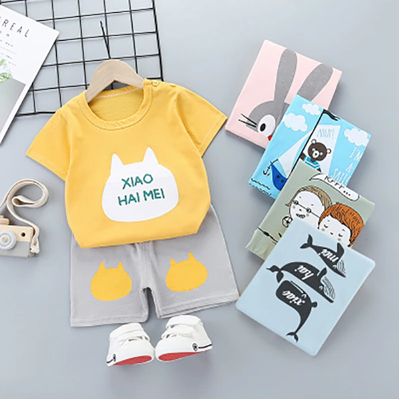 Новинка 2020 прямая продажа Детский костюм с коротким рукавом повседневный летний