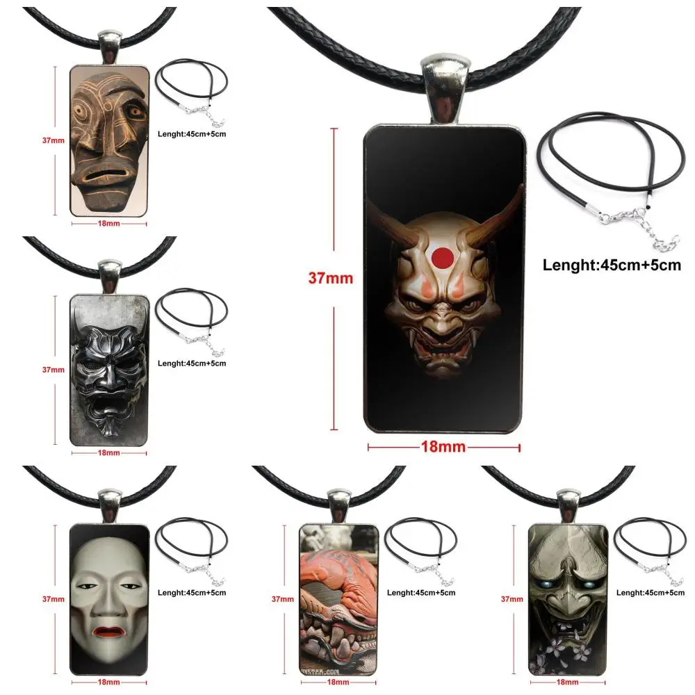 Стеклянное подвесное ожерелье ручной работы половина прямоугольника для женщин и мужчин Aj66 Ужасная маска рисунка минимальная простая.