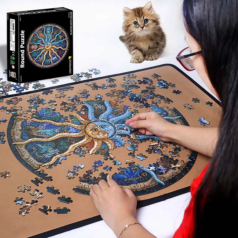 

Colorful Rainbow Round Zodiac Jigsaw 3D Puzzle 1000 Pieces Montessori Baby Toys Kids Educational Reduce Stress Toy For Adults 18