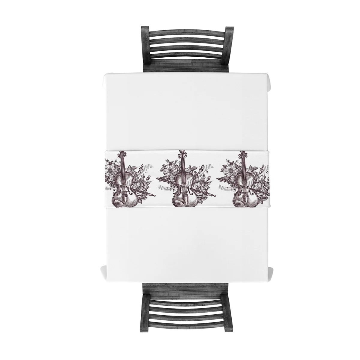 Скрипка розы цветы в ретро стиле музыкальная настольная дорожка Настольный Флаг