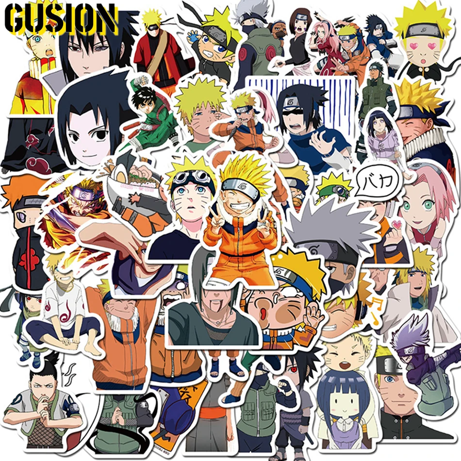Paquete de pegatinas de dibujos animados de Naruto, pegatinas de Anime impermeables para monopat&iacute;n, guitarra, equipaje, port&aacute;til, bicicleta, pegatinas de juguete para ni&ntilde;os, 10/30/50 Uds.-0