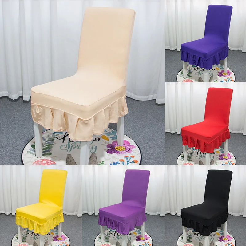 

Solid Color Anti Dirty Chair Cover Stretch Spandex Elastic Slipcovers Chair Covers White For Dining Room Kitchen Wedding Banquet